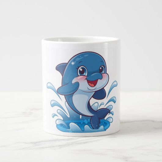 Grande Tasse "Adorable Dauphin de Dessin Dauphin Splashing in J (Devant)