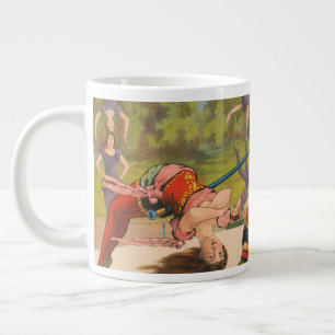 Grande Tasse Affiche de cirque montrant des actes acrobatiques,