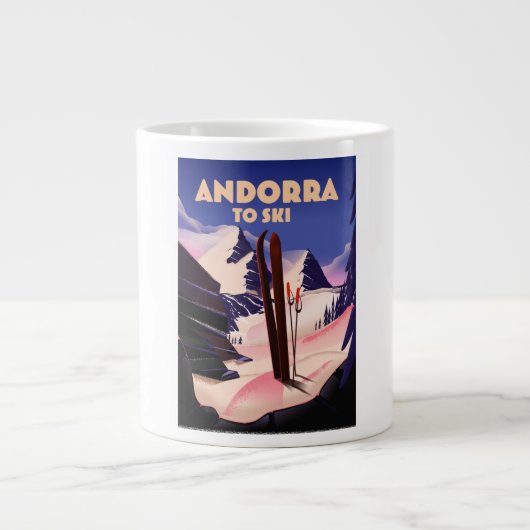 Grande Tasse Affiche de ski d'Andorre. (Devant)
