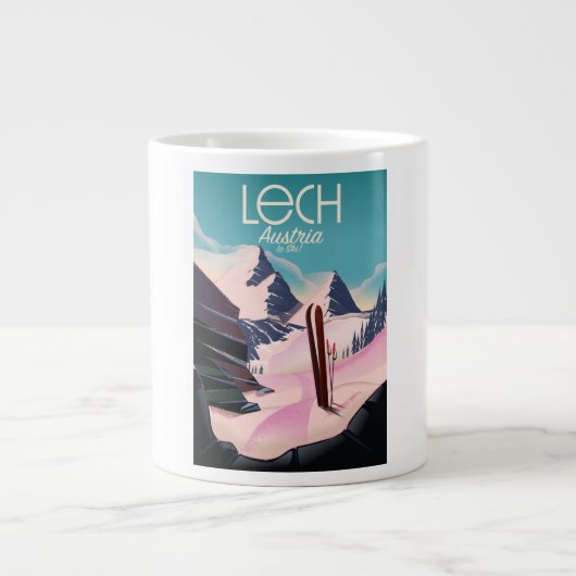 Grande Tasse Affiche de ski Lech Autriche. (Devant)