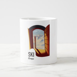Grande Tasse Affiche de sport de style vintage Ski Europe
