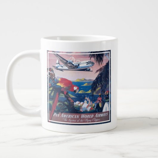 Grande Tasse Affiche De Voyage D'Avion De Mer Survolant Les Car (Gauche)