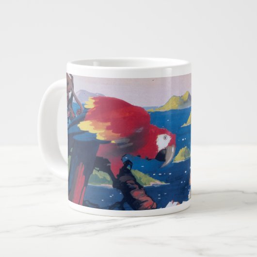 Grande Tasse Affiche De Voyage D'Avion De Mer Survolant Les Car (Devant gauche)