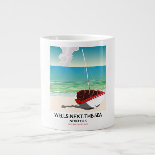 Grande Tasse Affiche de voyage de la plage de Wells-next-the-Se