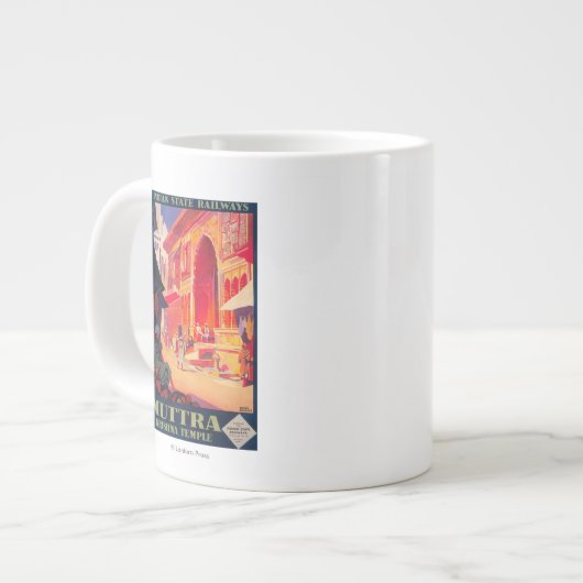 Grande Tasse Affiche de voyage du temple Muttra Krishna (Devant gauche)
