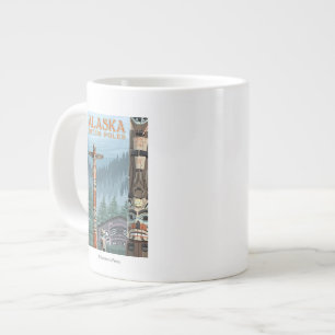 Grande Tasse Affiche du Vintage voyage du village de Totem Saxm