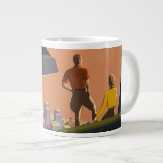 Grande Tasse Affiche Vintage voyage Vue Montagne (Devant droit)