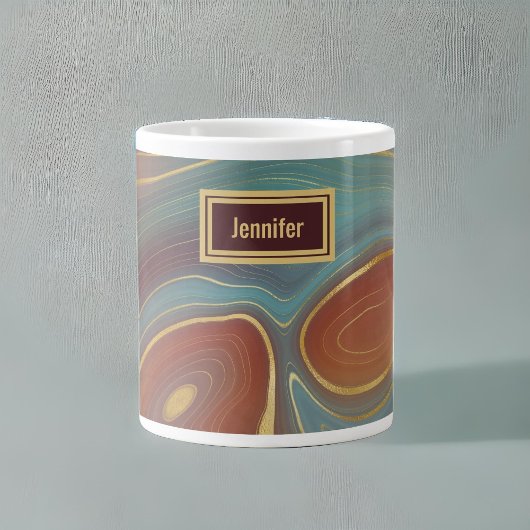 Grande Tasse Agate Marble Strata - Bourgogne rouille Dusty Aqua