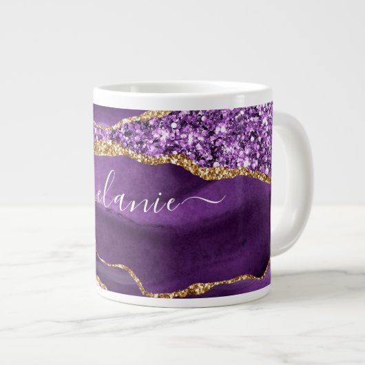Grande Tasse Agate Violet violet or Parties scintillant Géode N (Devant droit)
