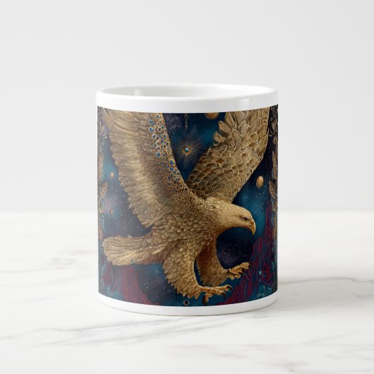 Grande Tasse aigle doré céleste art (Devant)