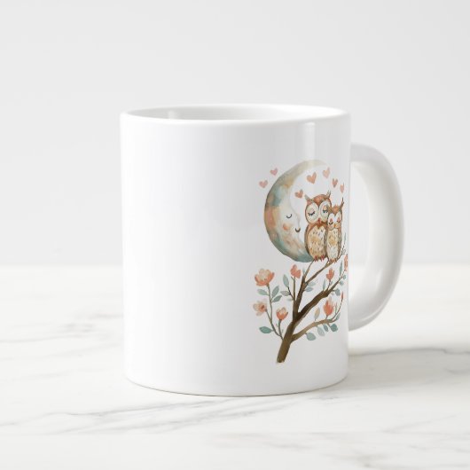 Grande Tasse Aimez Maman Chouette Mignonne Et Bébé Amour (Devant droit)