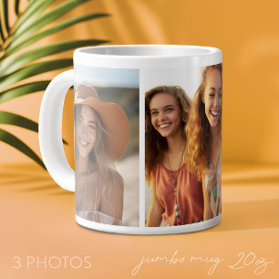 Grande Tasse Ajouter 3 Photos - Collage Simple - Minimaliste Mo