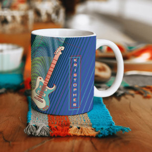 Grande Tasse Ajouter le nom Cool Modern Turquoise & Blue Electr