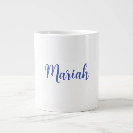 Grande Tasse Ajouter un nom Elegant Creative Classic Bleu Blanc (Devant)