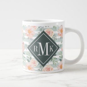 Grande Tasse Ajouter votre monogramme Alicia Rose Stripe Motif
