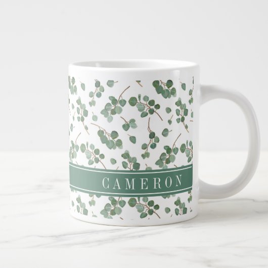 Grande Tasse Ajouter votre nom| Arbre en argent des eucalyptus (Droite)