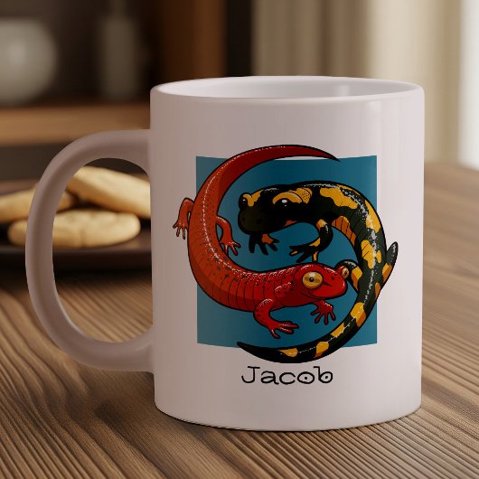 Grande Tasse Ajouter Votre Nom Carton Red & Fire Salamanders