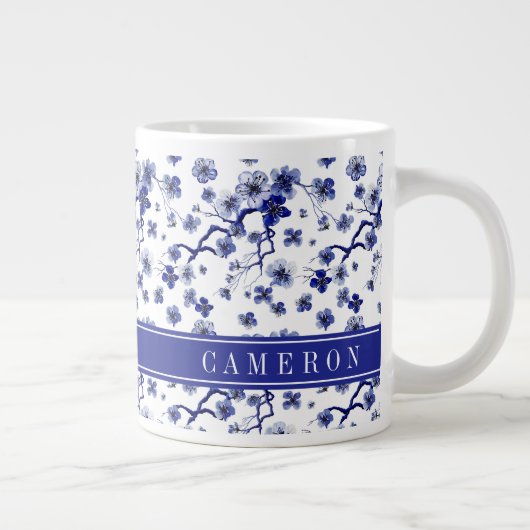 Grande Tasse Ajouter votre nom| Oriental Sakura Branch Motif (Droite)