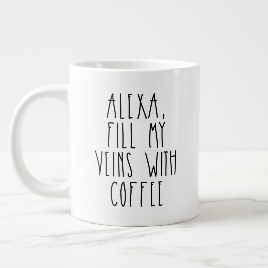 Grande Tasse Alexa Remplit mes veines de café Rae Dunn inspiré (Gauche)