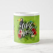 Grande Tasse Aloha Hawaii Fleurs Feuillage Papillons Jaune (Devant)