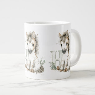 Grande Tasse Alphabet Cheval Animaux Bébés Aquarelle Mignons