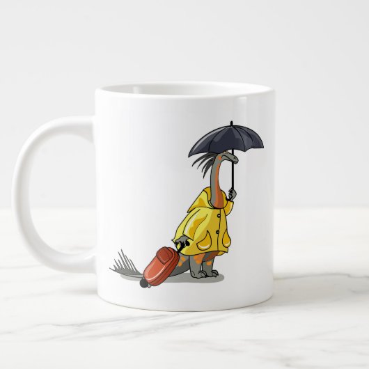 Grande Tasse Amargasaurus Portant Un Parapluie Et Une Valise. (Gauche)