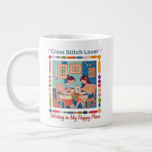 Grande Tasse Amateur de point de croix - Broderie dans mon havr