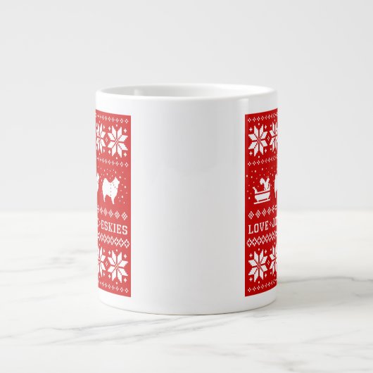 Grande Tasse American Eskimo Chiens de vacances Amour Joie Paix (Devant)