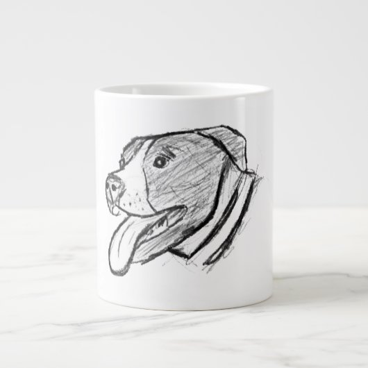 Grande Tasse amoureux des animaux photo de chien tiré à la main (Devant)