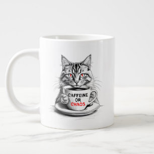 Grande Tasse Amoureux du chat café Caféine ou Chaos Chat