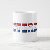 Grande Tasse Amsterdam Drapeau Couleurs Typographie Coeurs Moti (Devant)