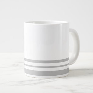 Grande Tasse Amusant Sport Grey Clair Racine Stripes Rim Sur Bl