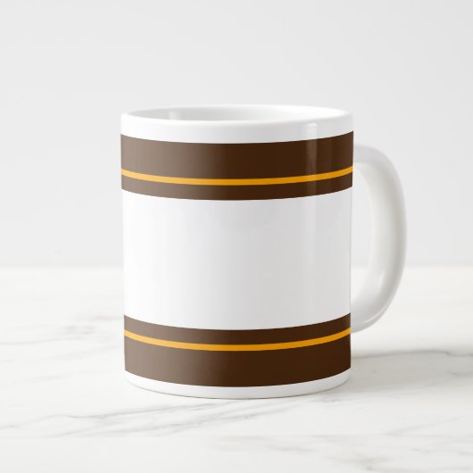 Grande Tasse Amusants Sporty Large Blanc Orange Brown Stripes (Devant droit)