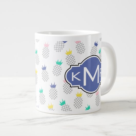 Grande Tasse Ananas Abstrait| Monogramme (Devant droit)