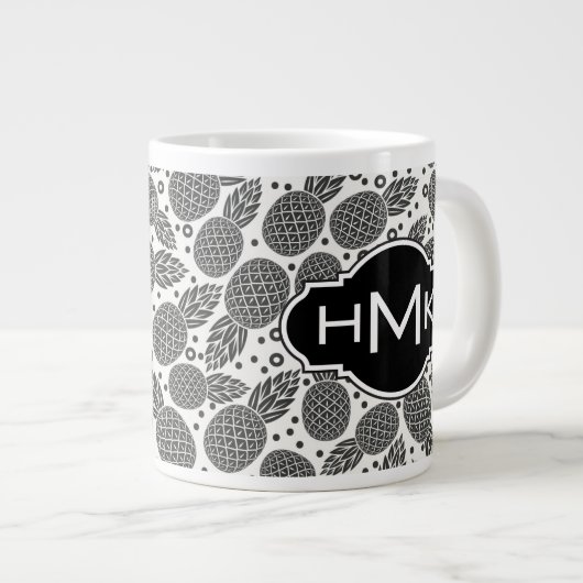 Grande Tasse Ananas monochrome| Monogramme (Devant droit)