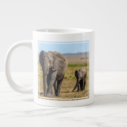 Grande Tasse Animaux de bébés cutest | Eléphant mère & bébé (Gauche)