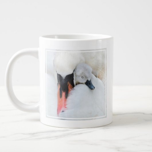 Grande Tasse Animaux de bébés cutest | Mère et bébé Mute Swan (Gauche)