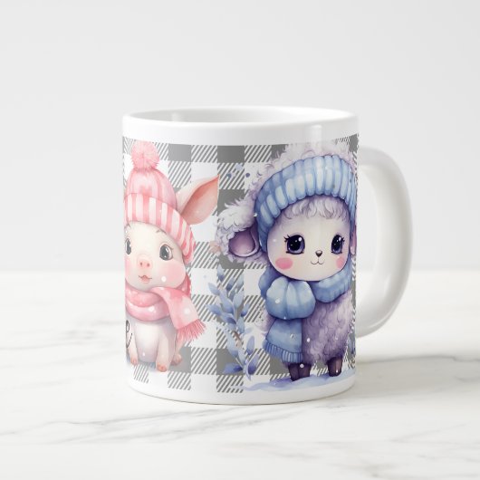 Grande Tasse Animaux d'hiver personnalisés (Devant droit)