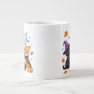 Grande Tasse Animaux mignons d'Halloween - Sorcière Chat noir H