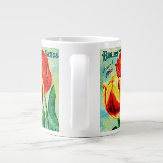 Grande Tasse Annonce Jardin Antique, Tulipes Rouges Jaunes (Dos)