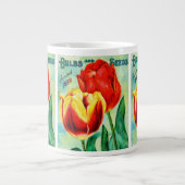 Grande Tasse Annonce Jardin Antique, Tulipes Rouges Jaunes (Devant)