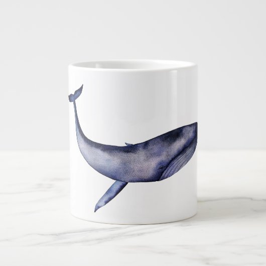 Grande Tasse Aquarelle Baleine bleue (Devant)