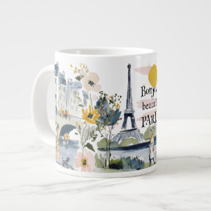 Grande Tasse Aquarelle Bonjour Beau Paris