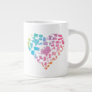 Grande Tasse Aquarelle Coeur des États-Unis