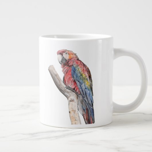 Grande Tasse Aquarelle colorée de perroquet macaw (Droite)