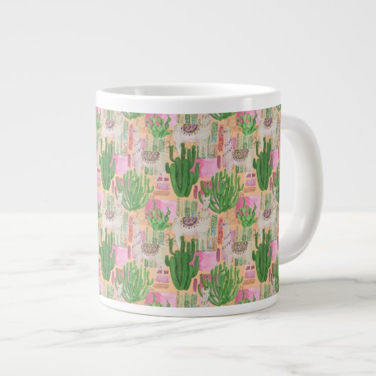 Grande Tasse Aquarelle colorée Motif Llama (Devant droit)