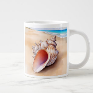 Grande Tasse Aquarelle Conch Shell sur la plage