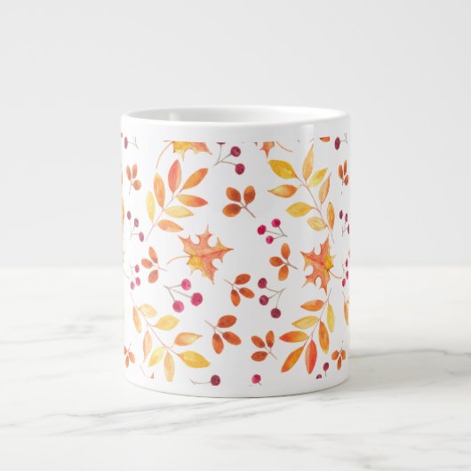 Grande Tasse Aquarelle de feuillage d'automne (Devant)