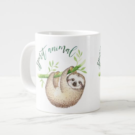 Grande Tasse Aquarelle de l'animal Sloth Spirit (Devant gauche)