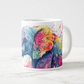Grande Tasse Aquarelle Eléphant avec fleurs. (Devant droit)